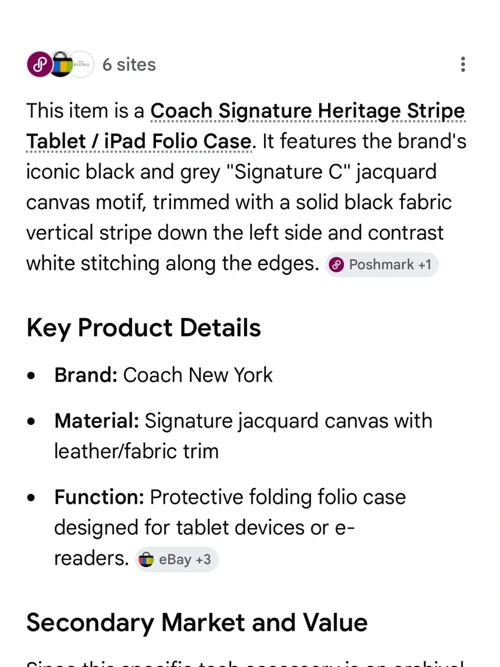 Coach Signature Heritage stripe Folio in Black and Khaki with Coach pen